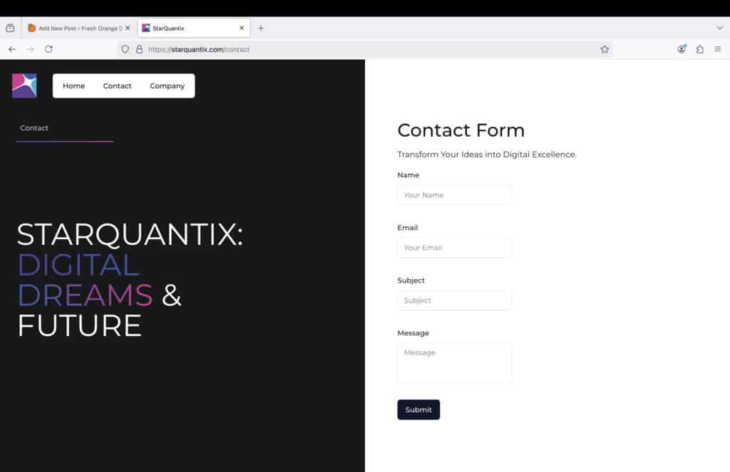 Screenshot of StatQuantix's contact form